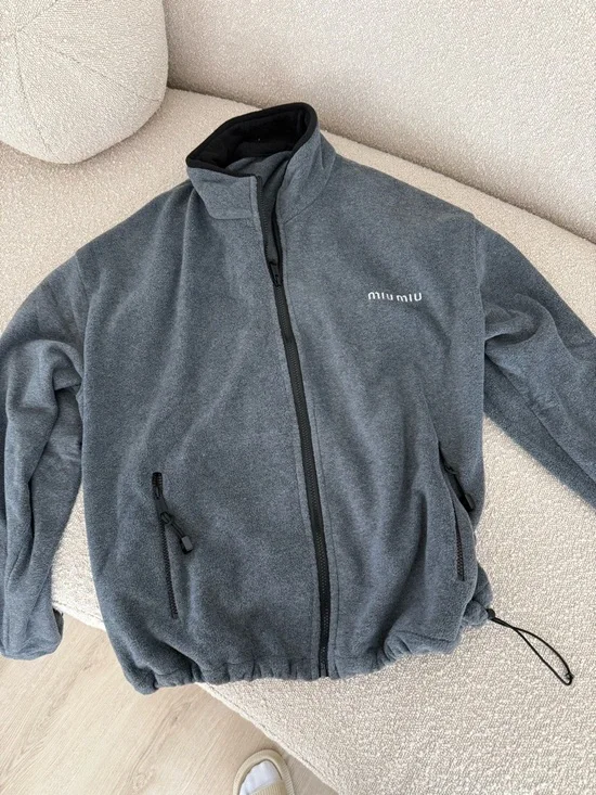 Miu Miu Charcoal Gray Full-Zip Fleece Jacket - Picture 7 of 7